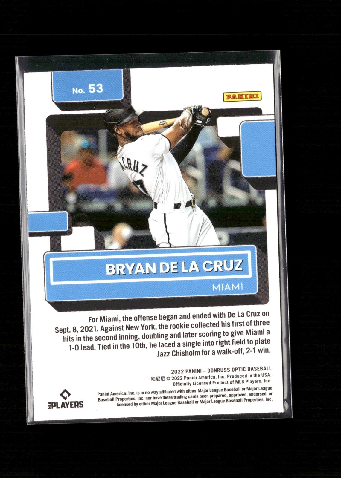 Bryan De La Cruz #53 2022 Donruss Optic Miami Marlins RC