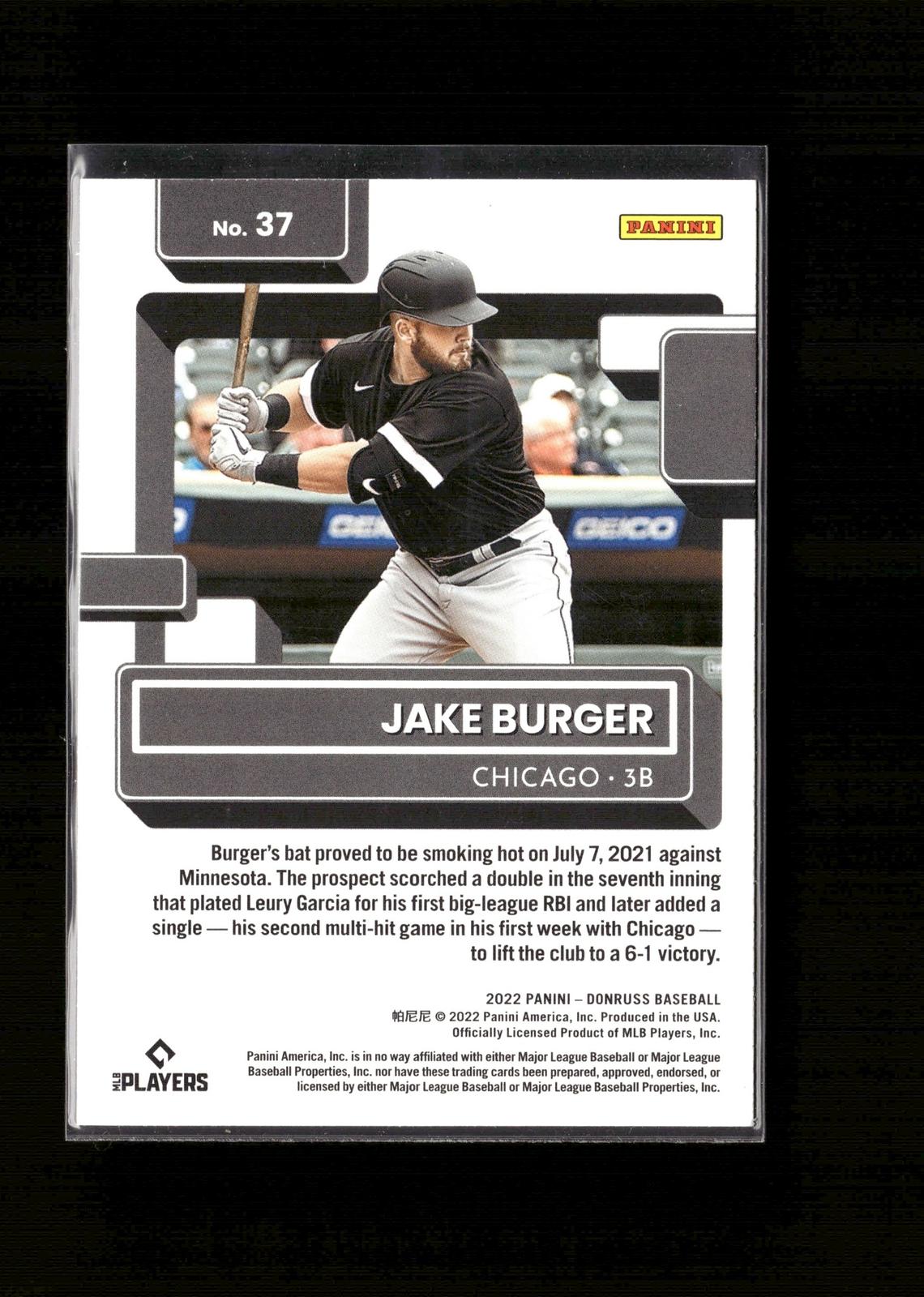 Jake Burger #37 Holo Orange 2022 Donruss Chicago White Sox RC