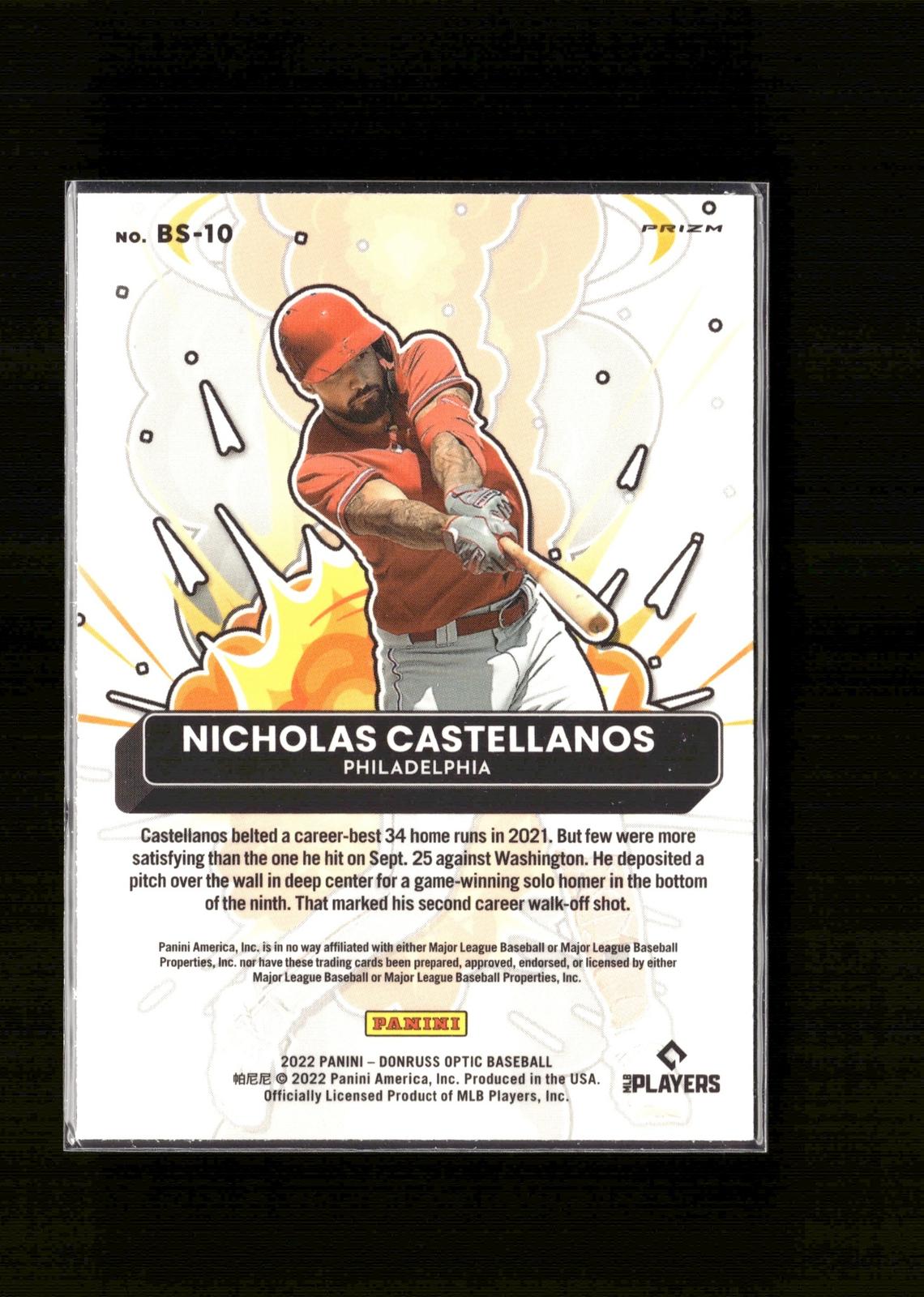 Nicholas Castellanos #BS-10 Bomb Squad Holo Prizm 2022 Donruss Optic Phillies