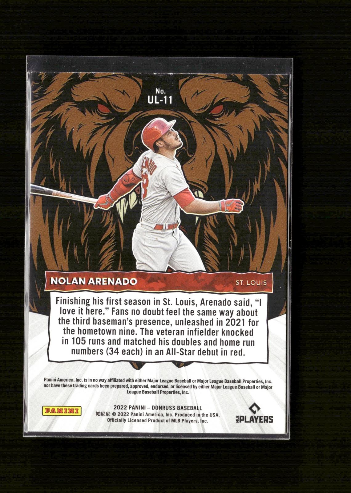 Nolan Arenado #UL-11 Unleashed Diamond 2022 Donruss St. Louis Cardinals