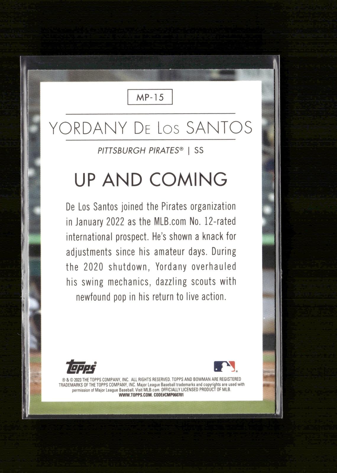 Yordany De Los Santos #MP-15 Modern Prospects 2023 Bowman Pittsburgh Pirates