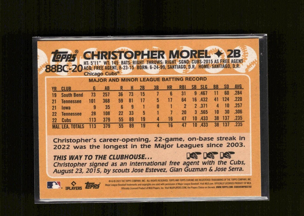 Christopher Morel #88BC-20 1988 Topps 35th Anniversary 2023 Topps Chrome Cubs