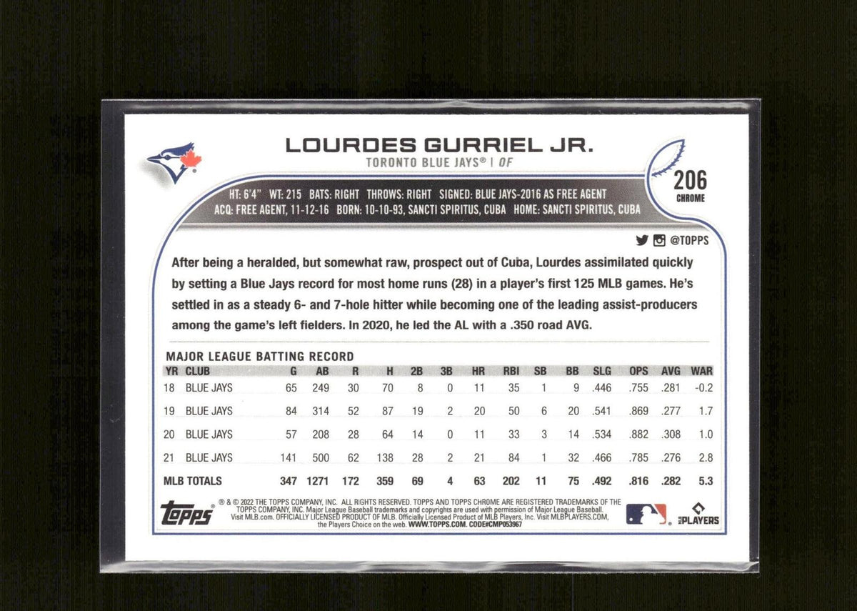 Lourdes Gurriel Jr. #206 Sepia Refractor 2022 Topps Chrome Toronto Blue Jays