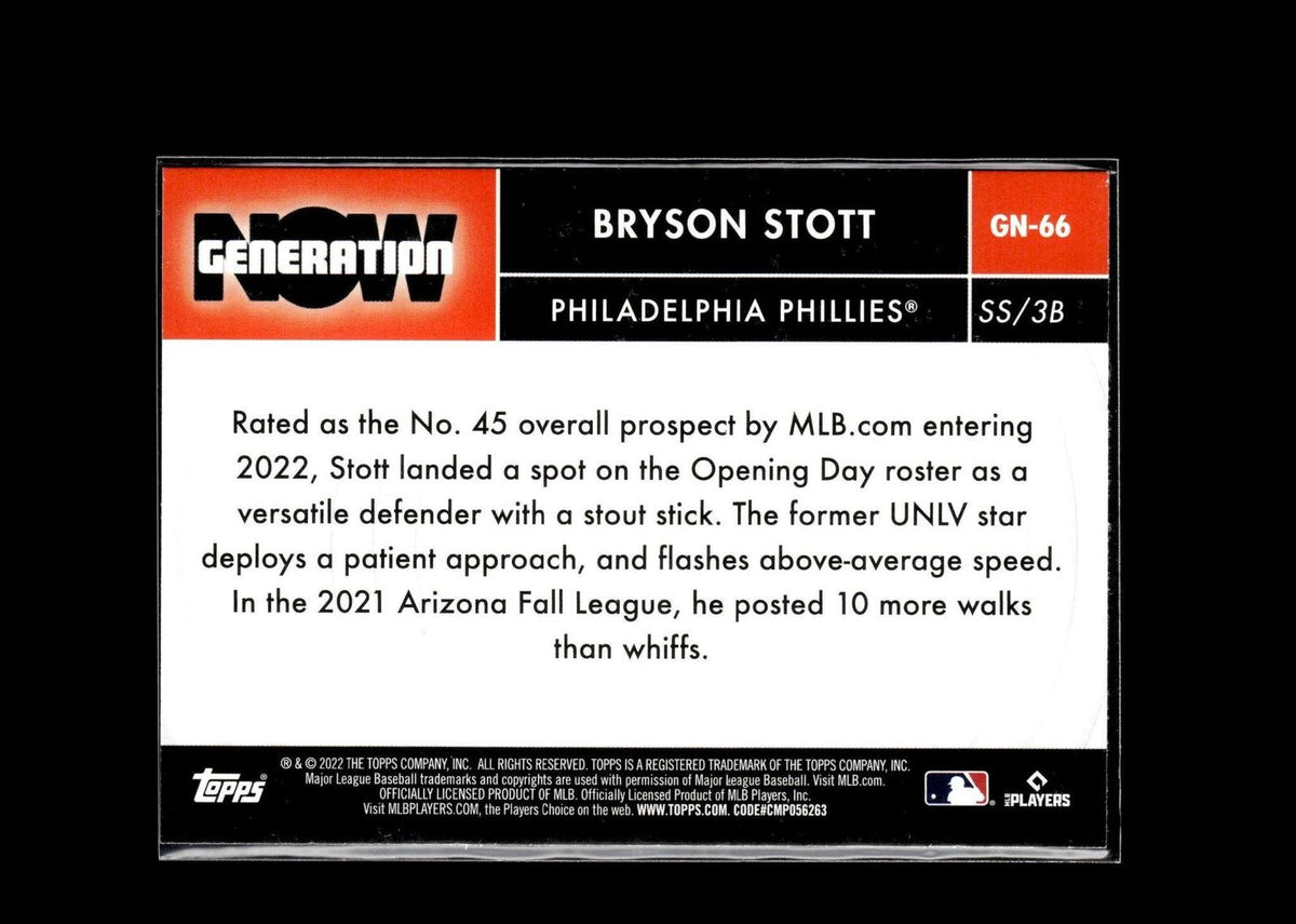 Bryson Stott #GN-66 Generation Now 2022 Topps Update Philadelphia Phillies