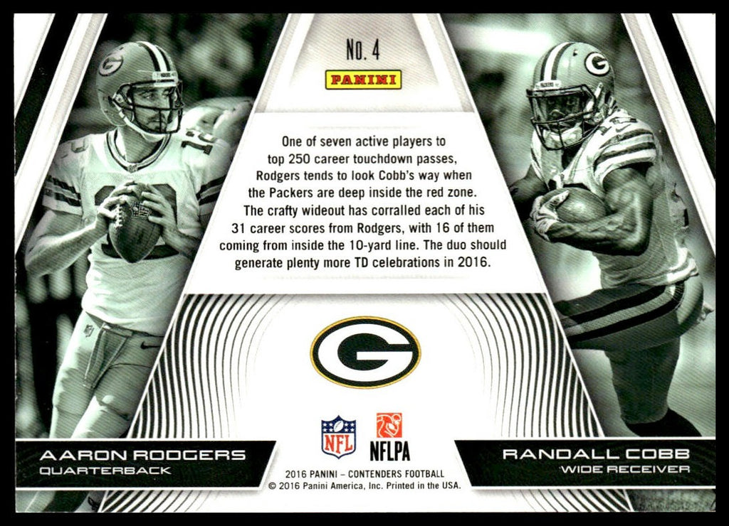 Aaron Rodgers / Randall Cobb #4 Touchdown Tandems 2016 Panini Contenders Packers