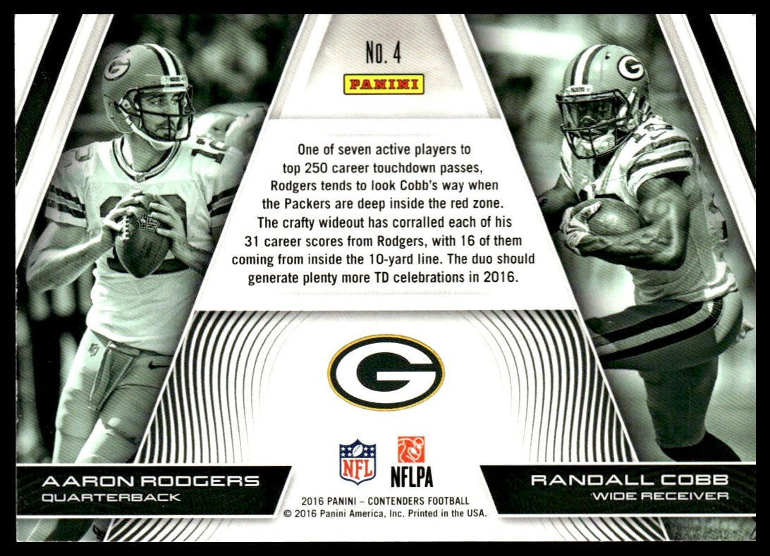 Aaron Rodgers / Randall Cobb #4 Touchdown Tandems 2016 Panini Contenders Packers
