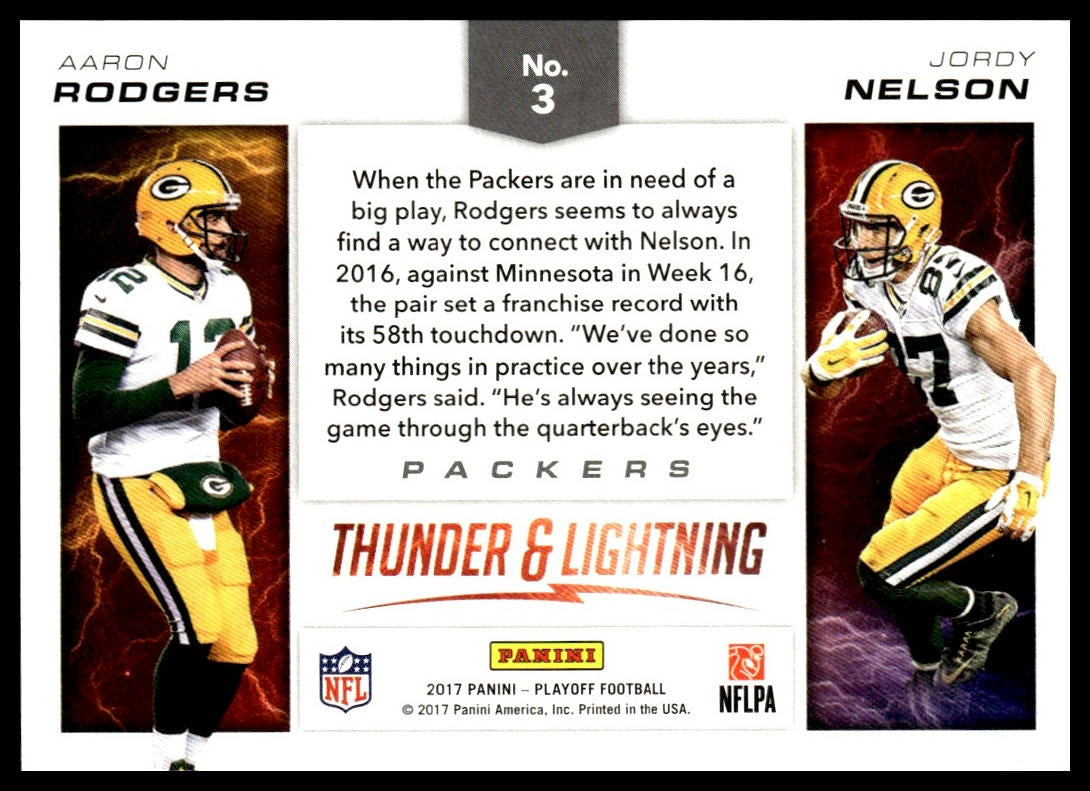 Aaron Rodgers / Jordy Nelson #3 Thunder Lightning 2017 Panini Playoff Packers