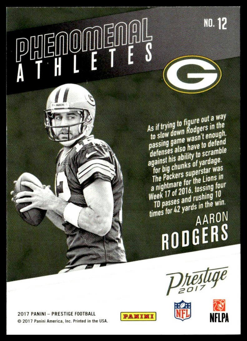 Aaron Rodgers #12 Phenomenal Athletes 2017 Panini Prestige Green Bay Packers