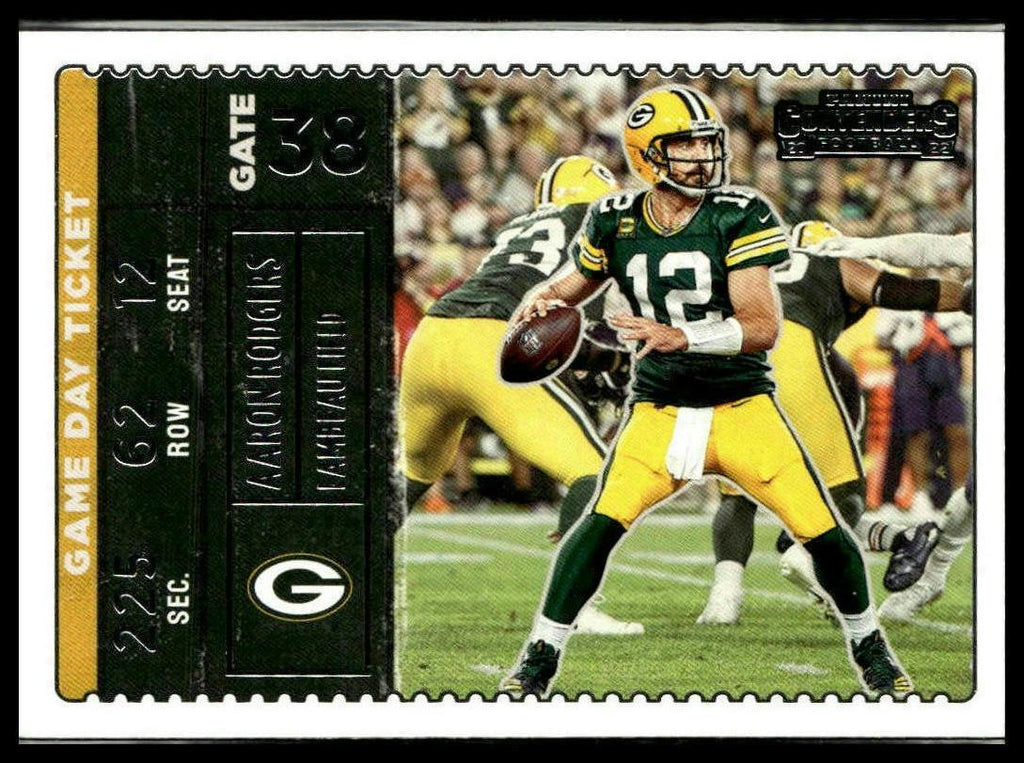 Aaron Rodgers #GDT-ARO Game Day Ticket Emerald 2022 Panini Contenders Packers