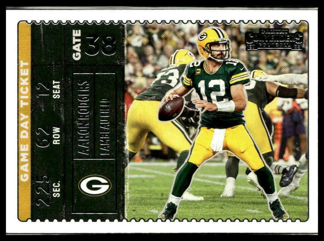 Aaron Rodgers #GDT-ARO Game Day Ticket Emerald 2022 Panini Contenders Packers
