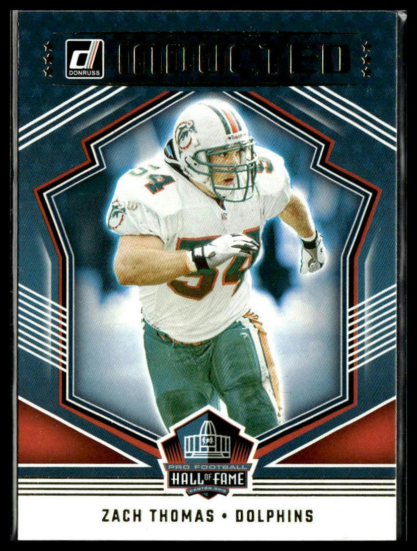 Zach Thomas #I-3 Inducted 2023 Donruss Miami Dolphins