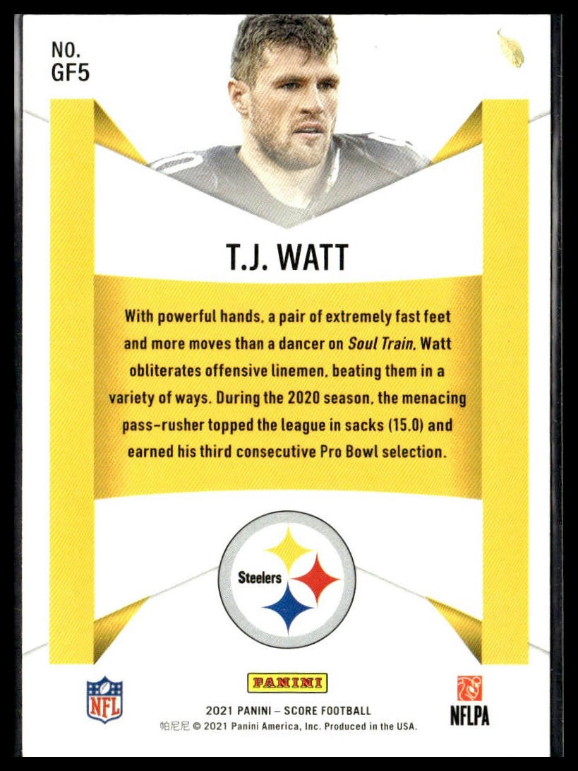 T.J. Watt #GF5 Game Face Gold 2021 Score Pittsburgh Steelers