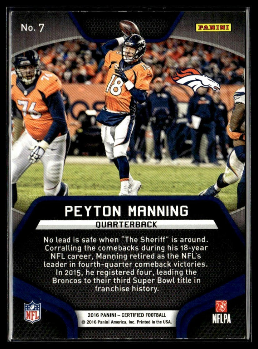 Peyton Manning #7 Skills 2016 Panini Certified Denver Broncos
