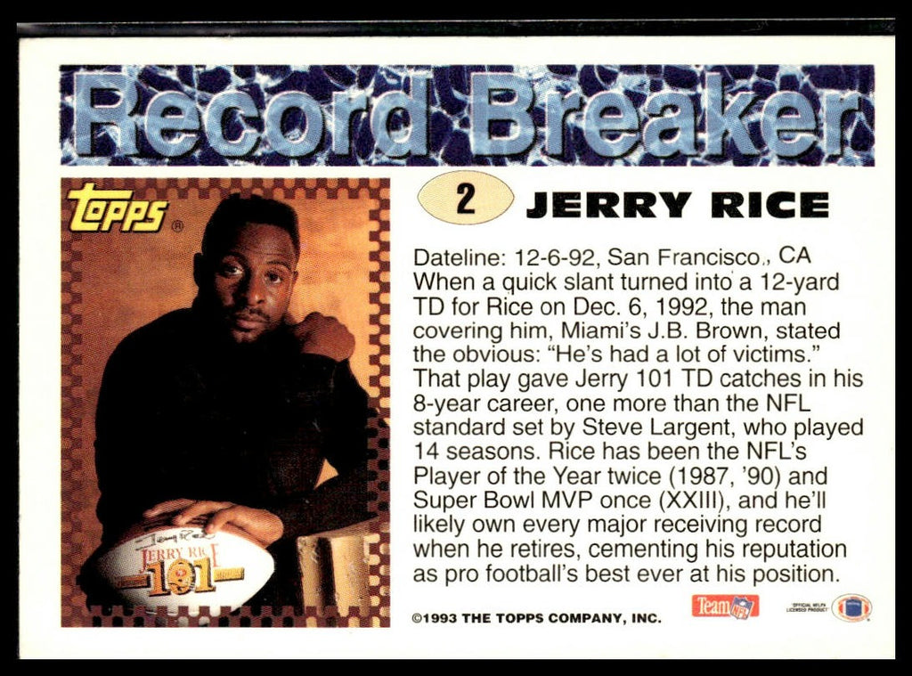 Jerry Rice #2 1993 Topps San Francisco 49ers