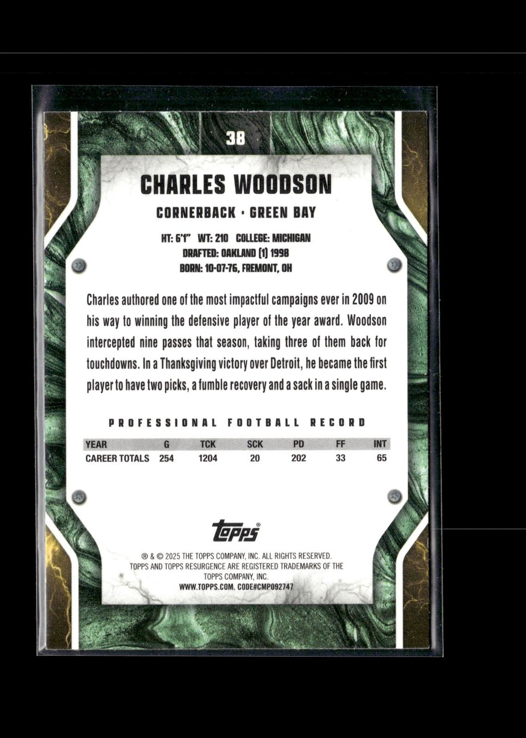 Charles Woodson #38 2024 Topps Resurgence Green Bay Packers