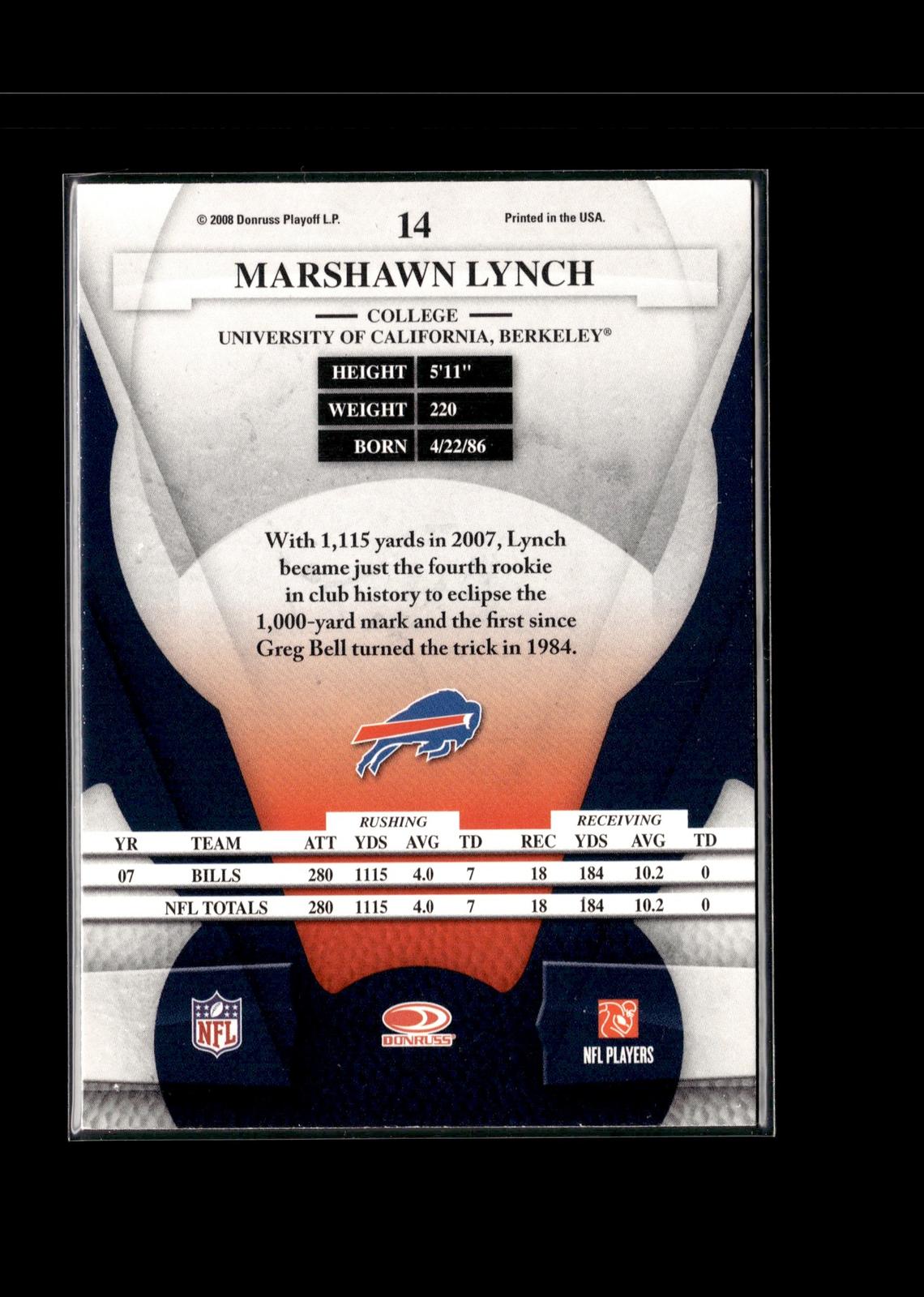 Marshawn Lynch #14 2008 Leaf Certified Materials Buffalo Bills