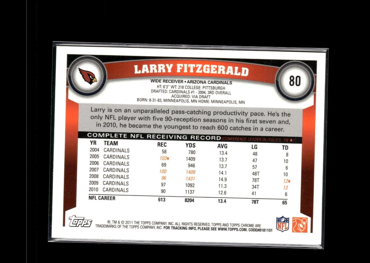 Larry Fitzgerald #80 2011 Topps Chrome Arizona Cardinals