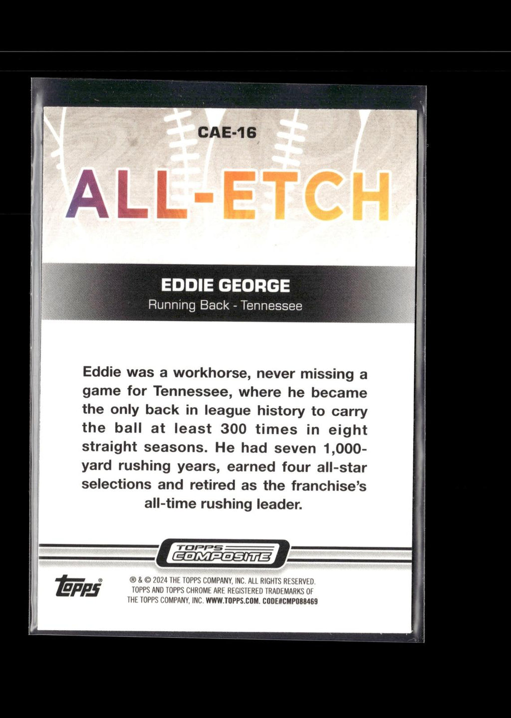 Eddie George #CAE-16 Chrome All-Etch 2023 Topps Composite Tennessee Titans
