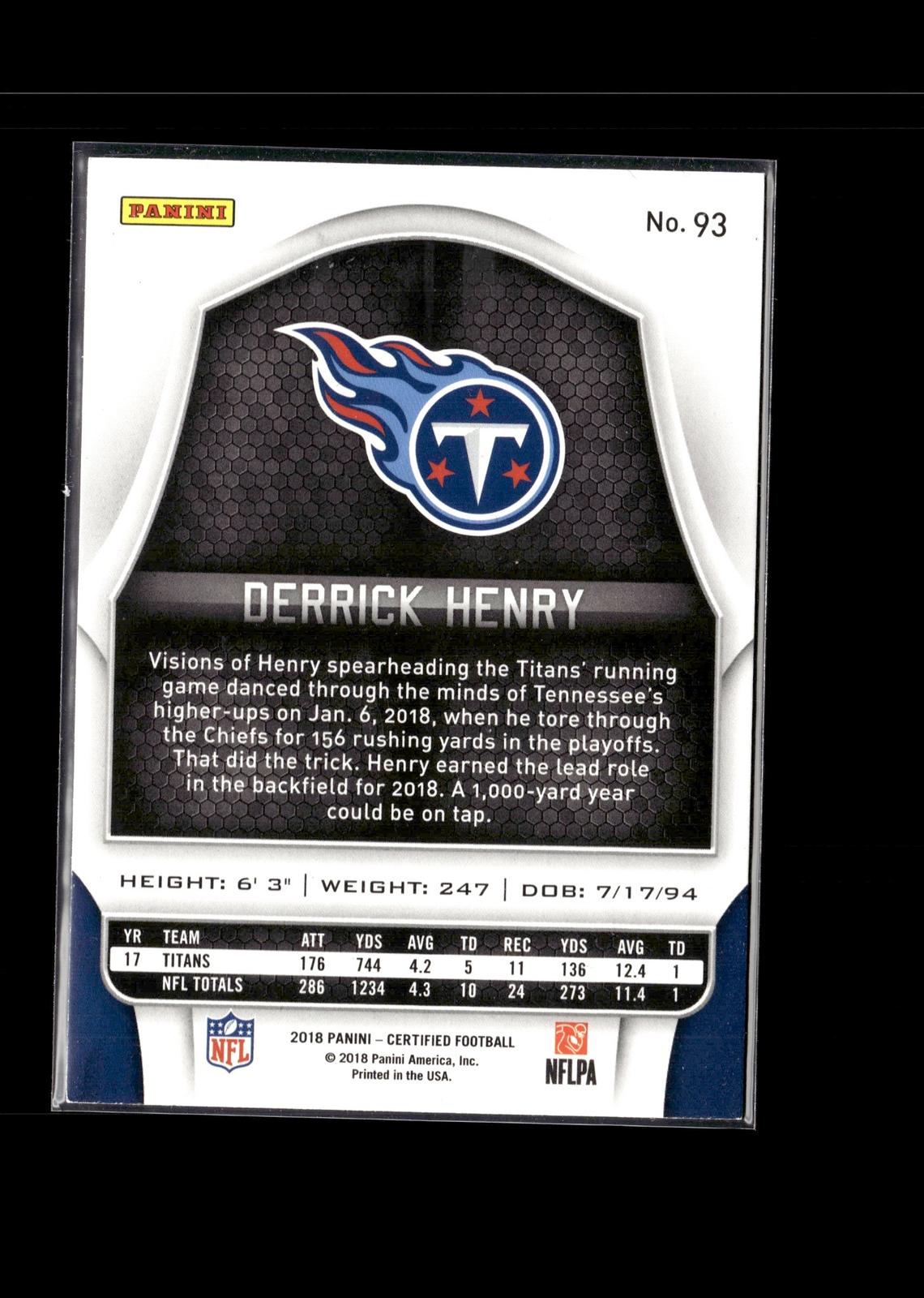 Derrick Henry #93 2018 Panini Certified Tennessee Titans