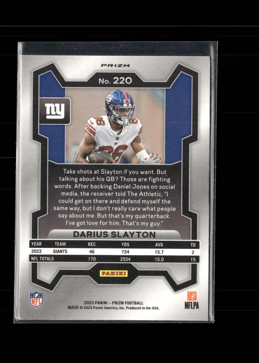 Darius Slayton #220 Orange Ice 2023 Panini Prizm New York Giants
