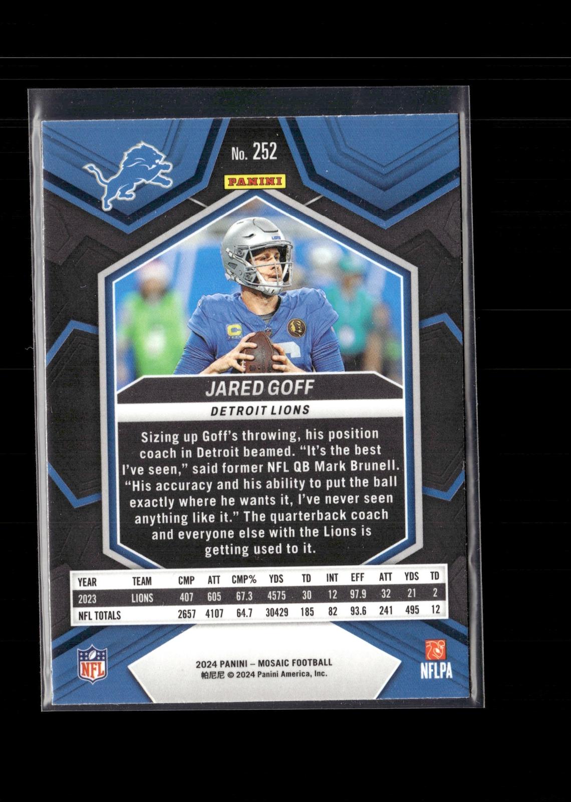 Jared Goff #252 2024 Panini Mosaic Detroit Lions