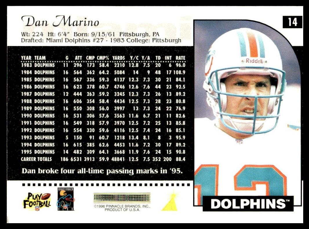 Dan Marino #14 1996 Score Miami Dolphins