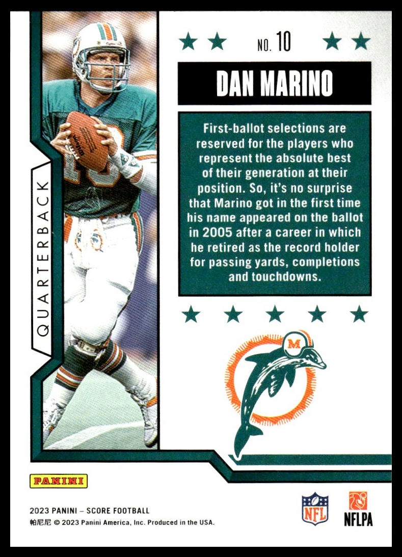Dan Marino #10 First Ballot 2023 Score Miami Dolphins