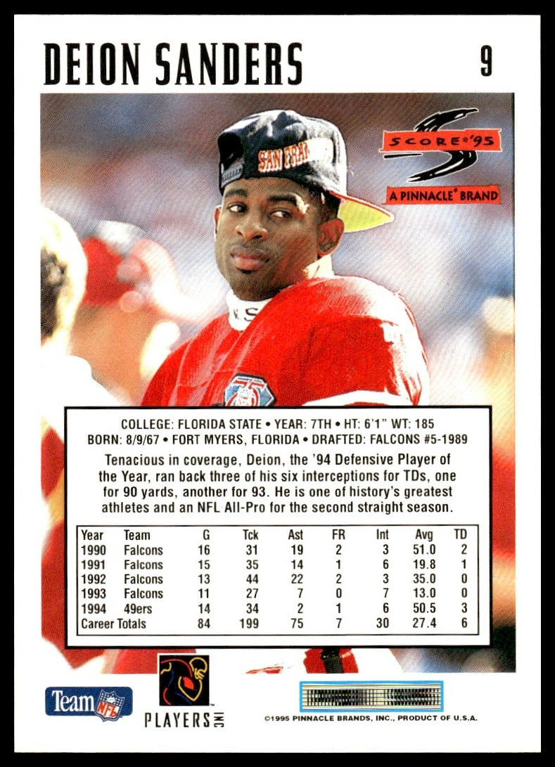 Deion Sanders #9 1995 Score San Francisco 49ers