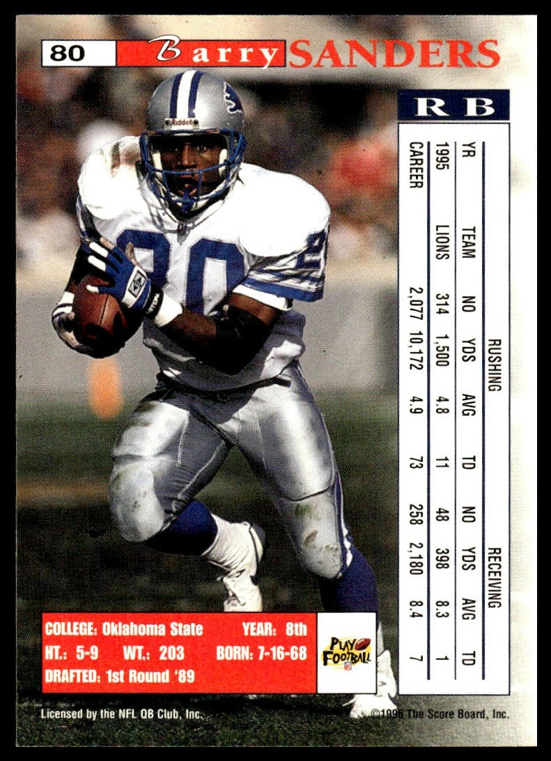 Barry Sanders #80 1996 Pro Line II Intense Detroit Lions