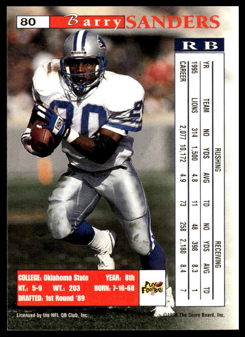 Barry Sanders #80 1996 Pro Line II Intense Detroit Lions