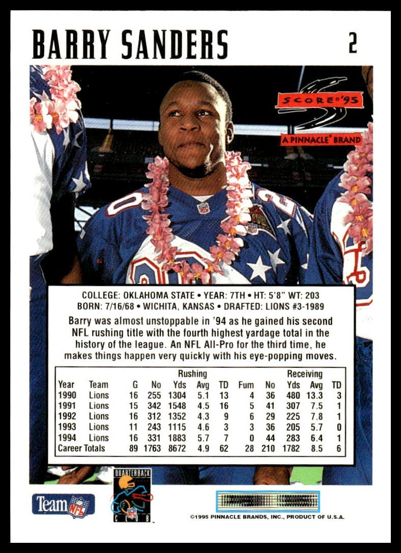 Barry Sanders #2 1995 Score Detroit Lions