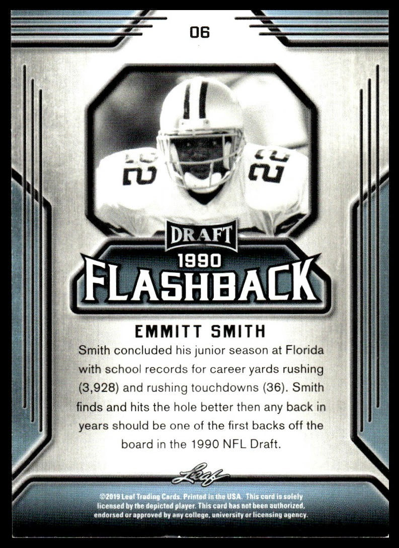 Emmitt Smith #06 Draft Flashback Gold 2019 Leaf Draft Florida Gators