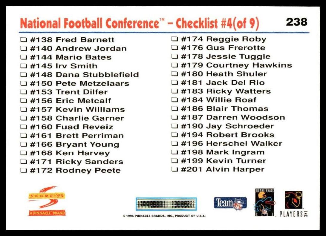 NFC Checklist #238 1995 Score Dallas Cowboys
