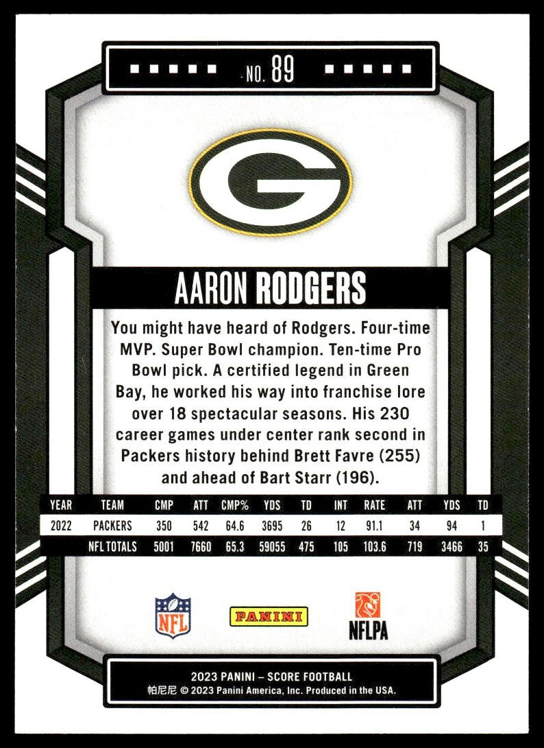 Aaron Rodgers #89 2023 Score Green Bay Packers
