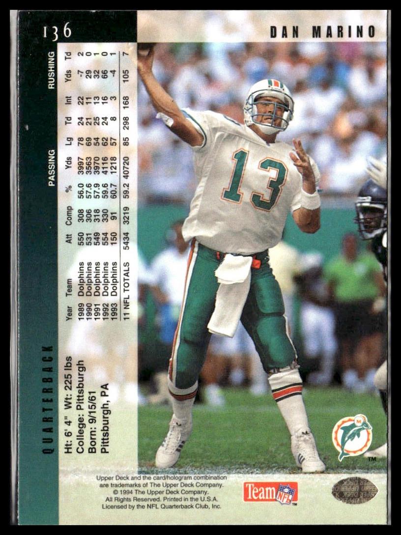 Dan Marino #136 1994 Upper Deck Miami Dolphins
