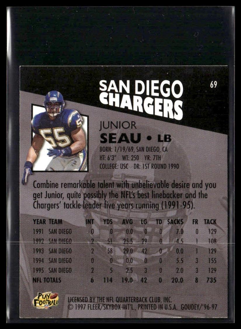 Junior Seau #69 Gridiron Greats 1997 Fleer Goudey San Diego Chargers
