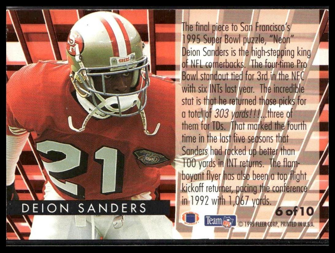 Deion Sanders #6 Gridiron Leaders 1995 Fleer San Francisco 49ers
