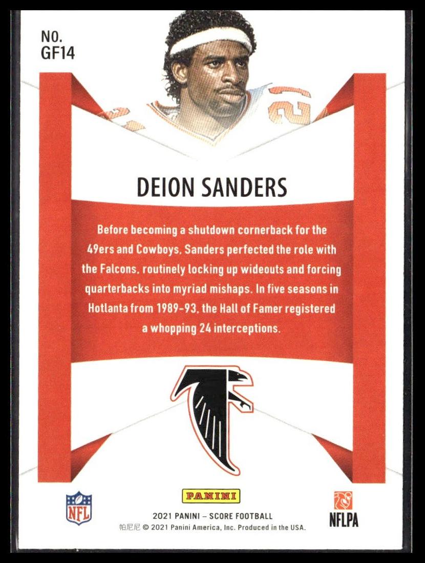 Deion Sanders #GF14 Game Face 2021 Score Atlanta Falcons