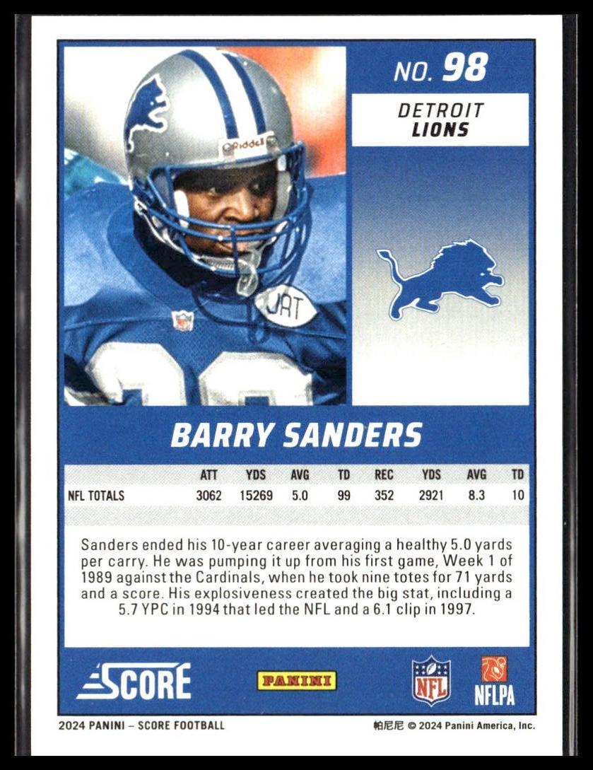 Barry Sanders #98 2024 Score Detroit Lions