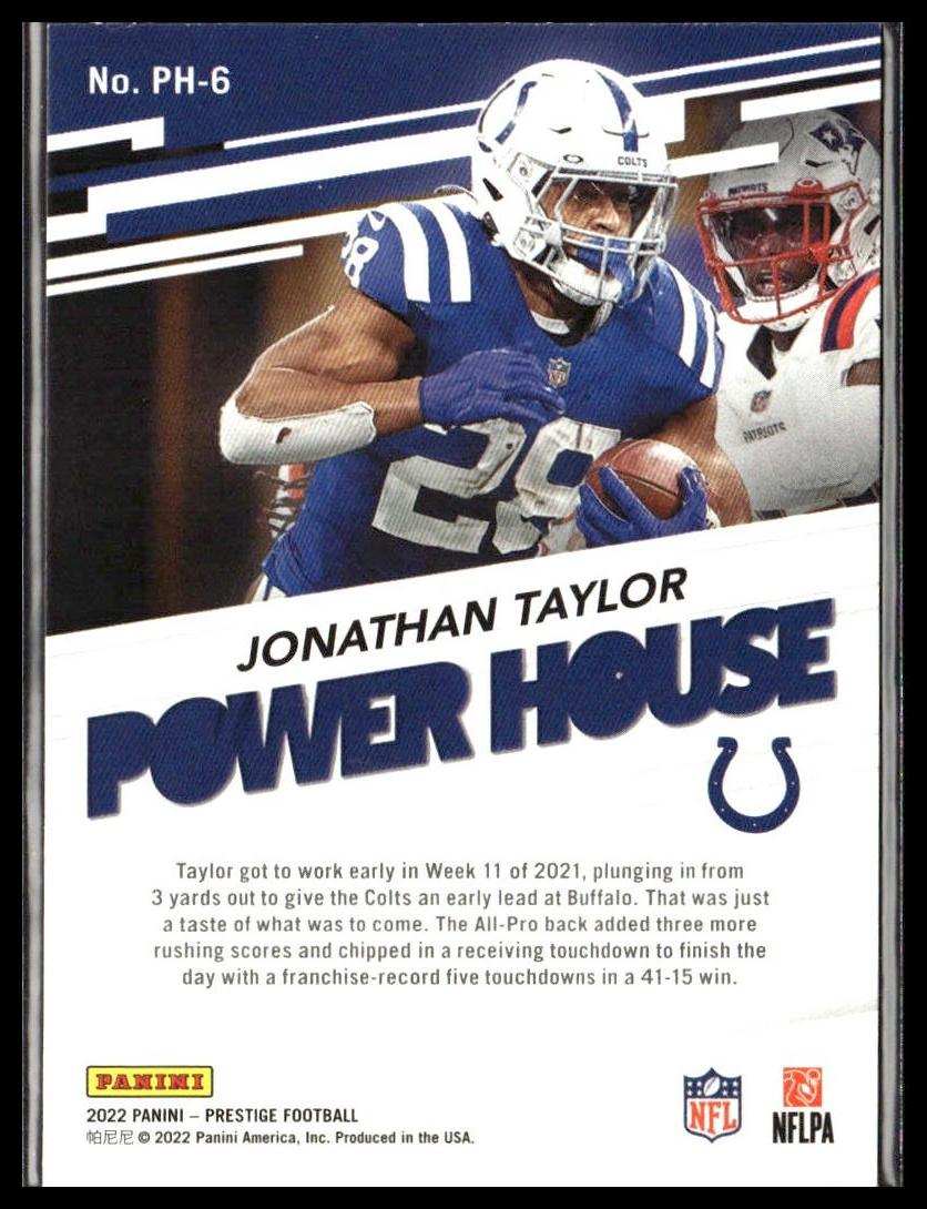 Jonathan Taylor #PH-6 Power House 2022 Panini Prestige Indianapolis Colts