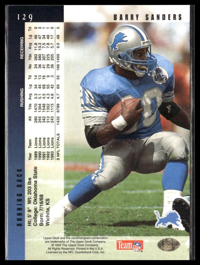 Barry Sanders #129 1994 Upper Deck Detroit Lions