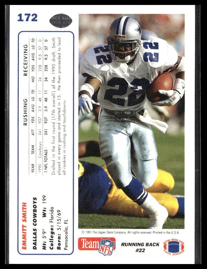 Emmitt Smith #172b 1991 Upper Deck Dallas Cowboys