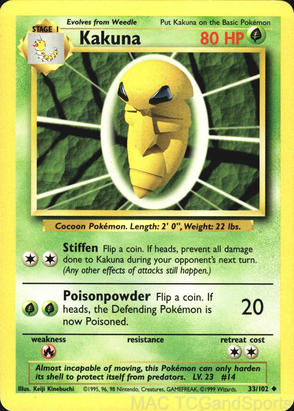Kakuna 33/102 Base Set Unlimited Pokemon TCG LP
