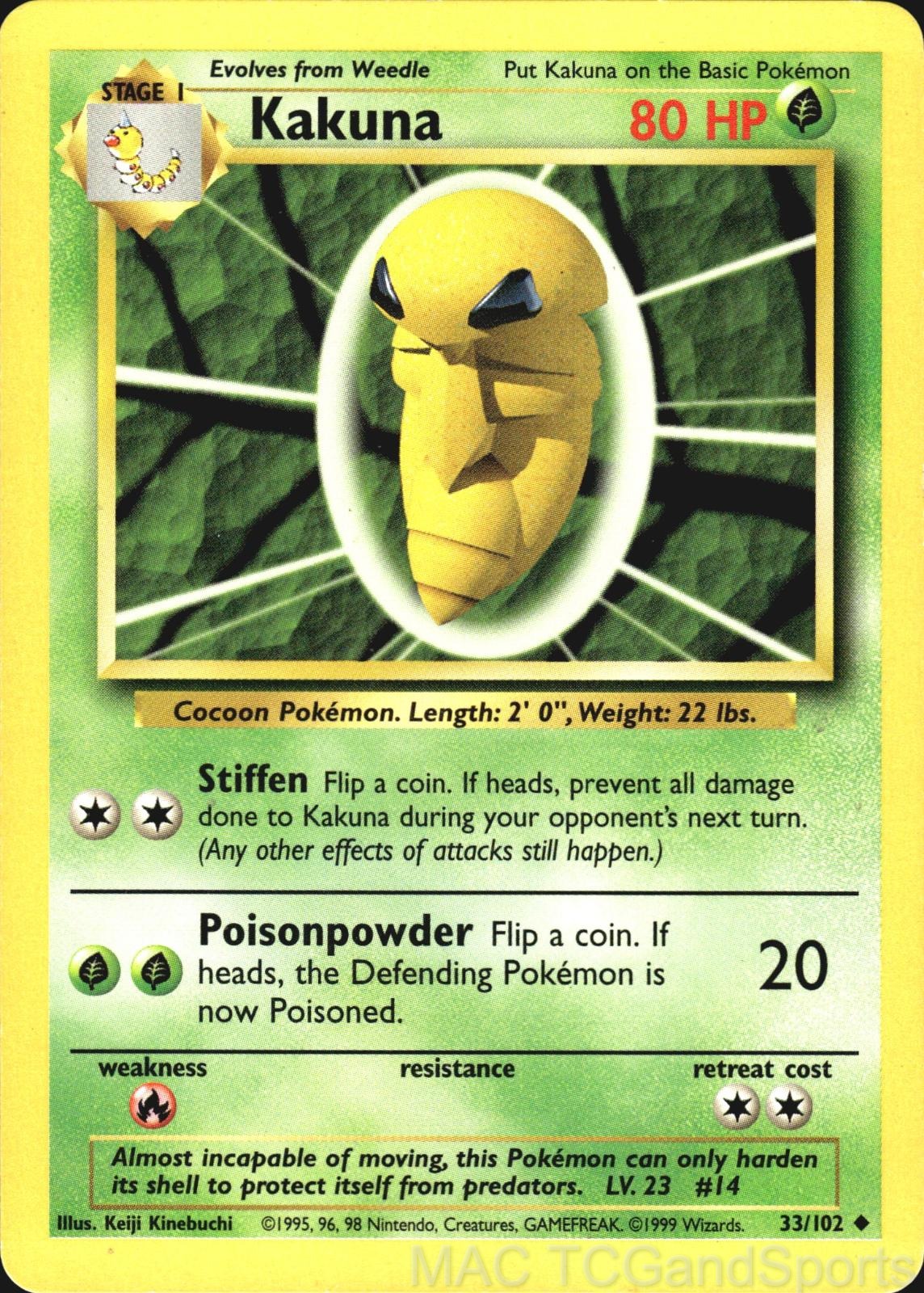 Kakuna 33/102 Base Set Unlimited Pokemon TCG LP