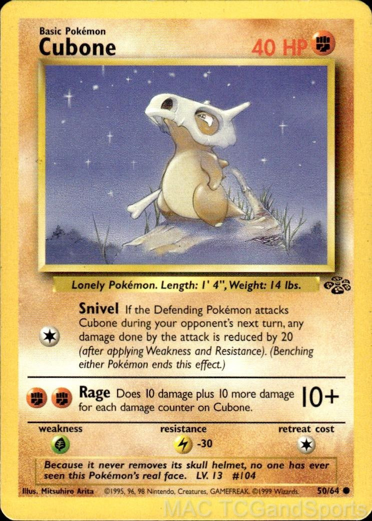 Cubone 50/64 Unlimited Jungle Pokemon TCG LP