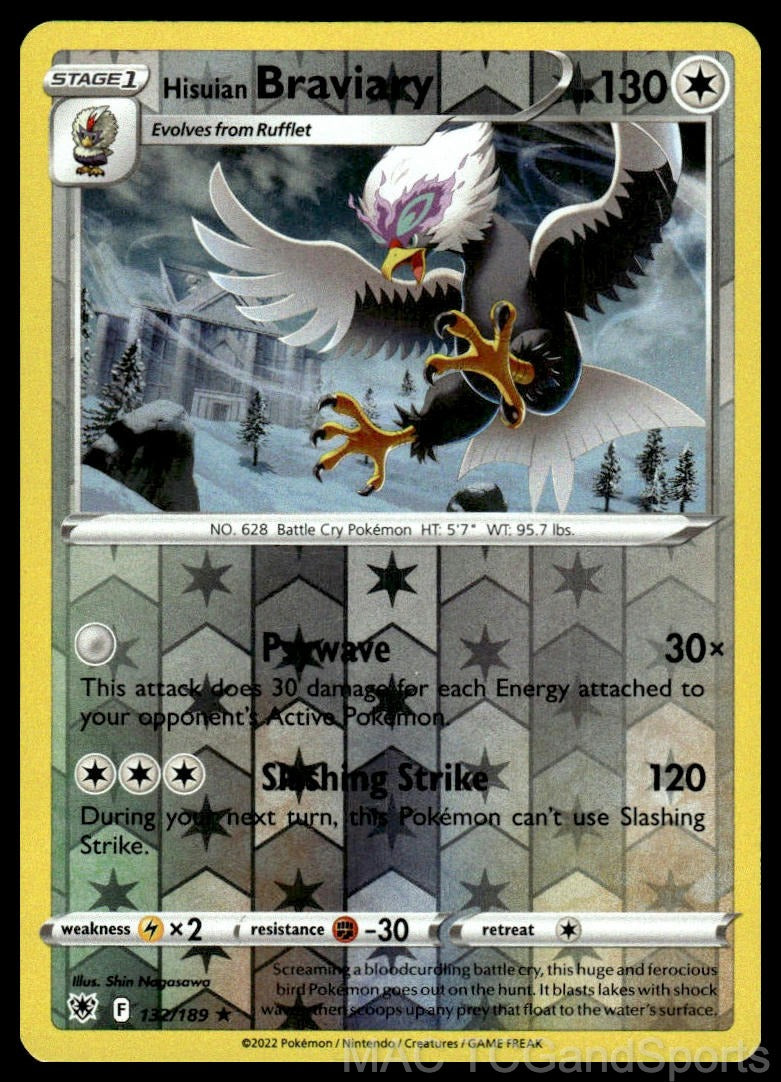 Hisuian Braviary 132/189 Reverse Holo