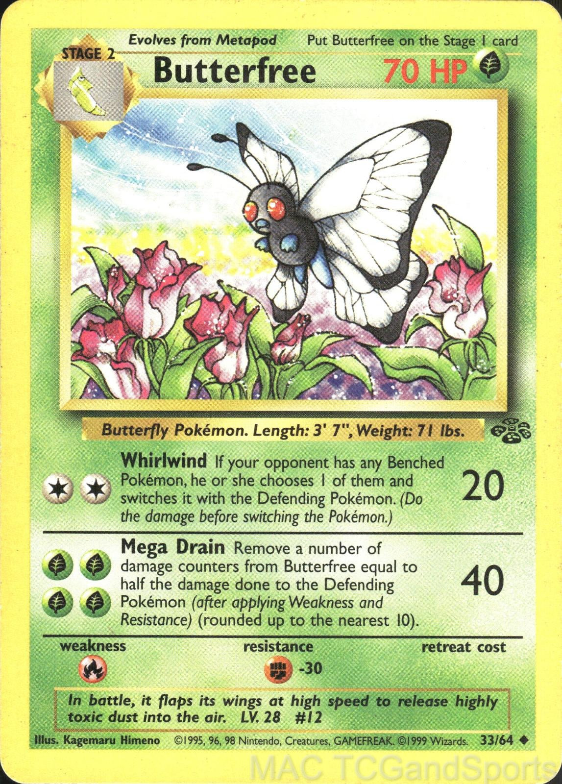Butterfree 33/64 Unlimited Jungle Pokemon TCG LP