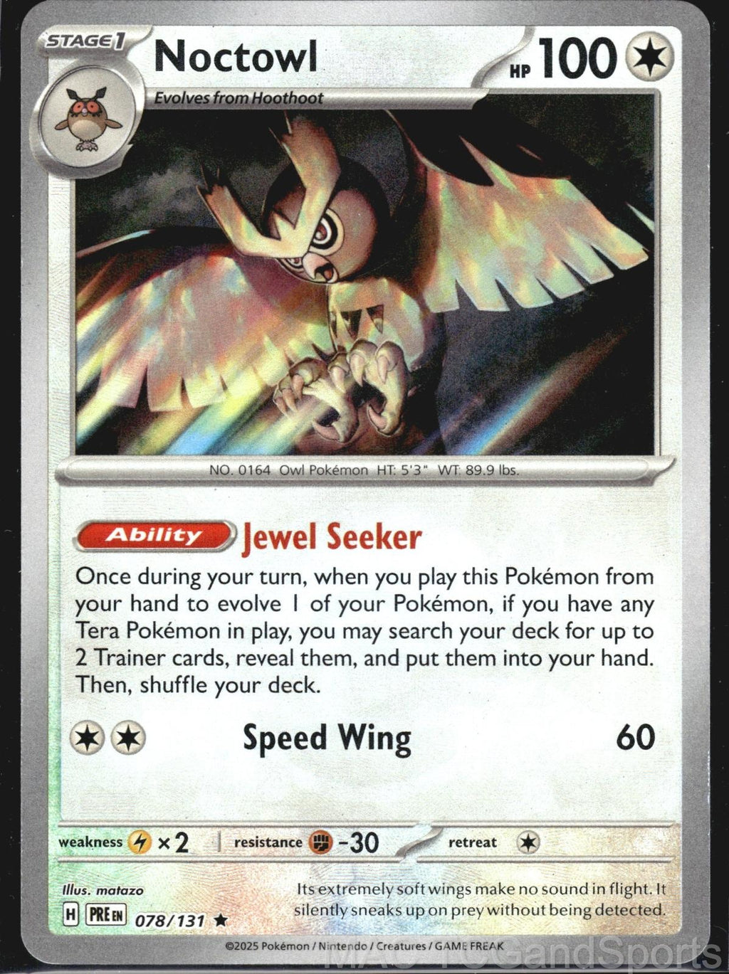 Noctowl (Poke Ball Pattern) 078/131 Holo Prismatic Evolutions Pokemon TCG NM