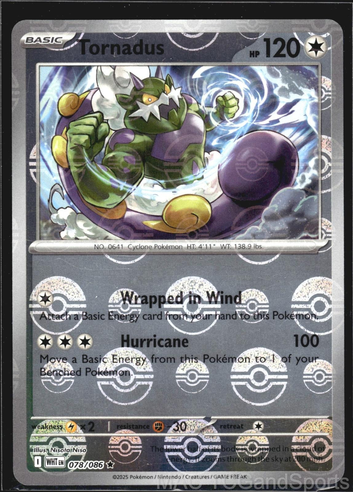 Tornadus (Poke Ball Pattern) 078/086 Holo White Flare Pokemon TCG NM