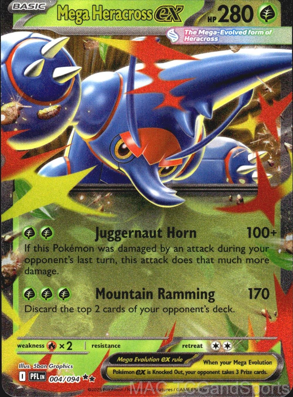 Mega Heracross ex 004/094 Holo Phantasmal Flames Pokemon TCG NM